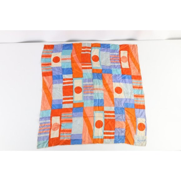 Vtg 60s 70s Mid Century Modern Elsa Schiaparelli Geometric Silk Scarf Wrap USA - Picture 1 of 7
